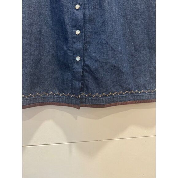 Disney Store Embroidery Pooh Snap Button Down Dress 3/4 Sleeve Denim Medium Wome - Picture 7 of 9